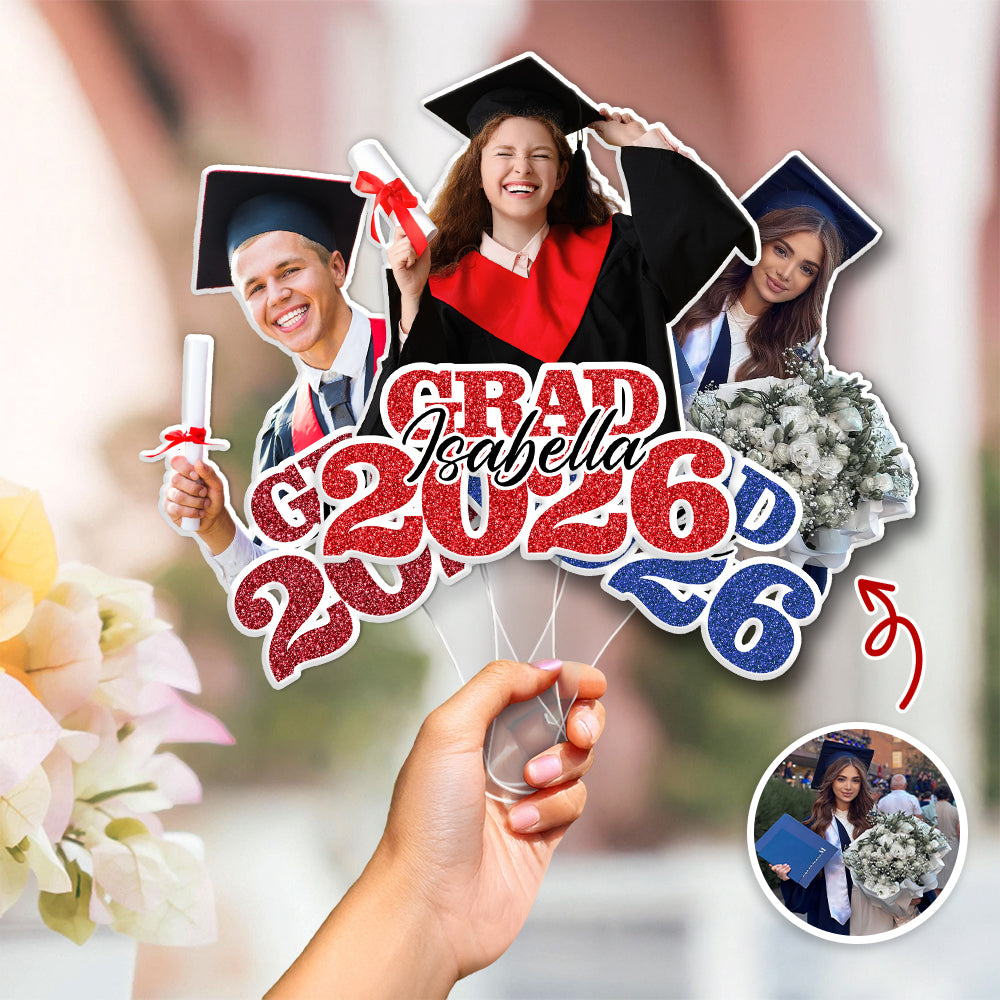 Custom Photo Glitter Graduation Class Of 2026 Face Fan - Graduation Gift LM32 899139