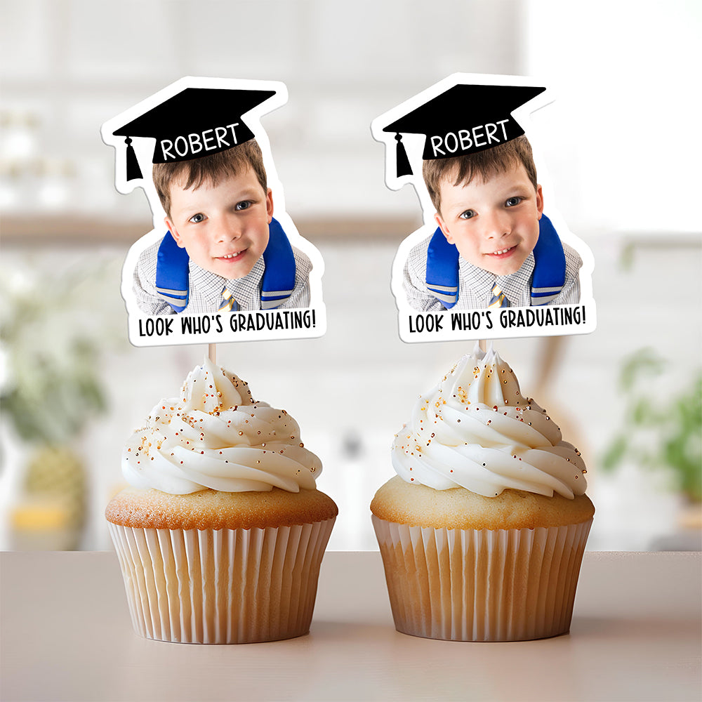 Custom Photo Look Who's Graduating Cupcake Toppers LM32 897703