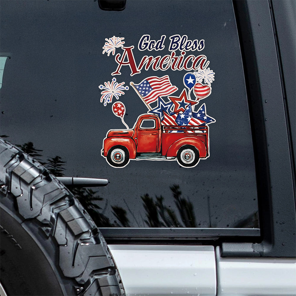 Custom Name God Bless America Patriotic Red Truck Car Window Decal Sticker LM32 897197