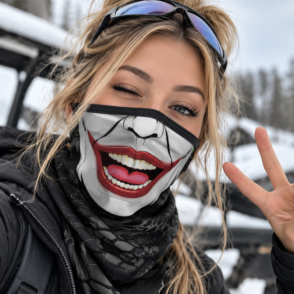 Novelty Graphic Face Neck Gaiter Mask, Funny Creepy Character Face Cover LM32 670395