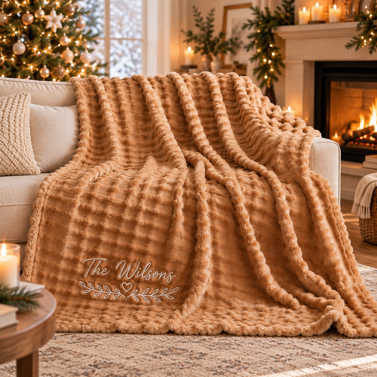 Personalized Embroidered Name Plush Throw Blanket, Gift for Her, Housewarming Gift LM32 670619
