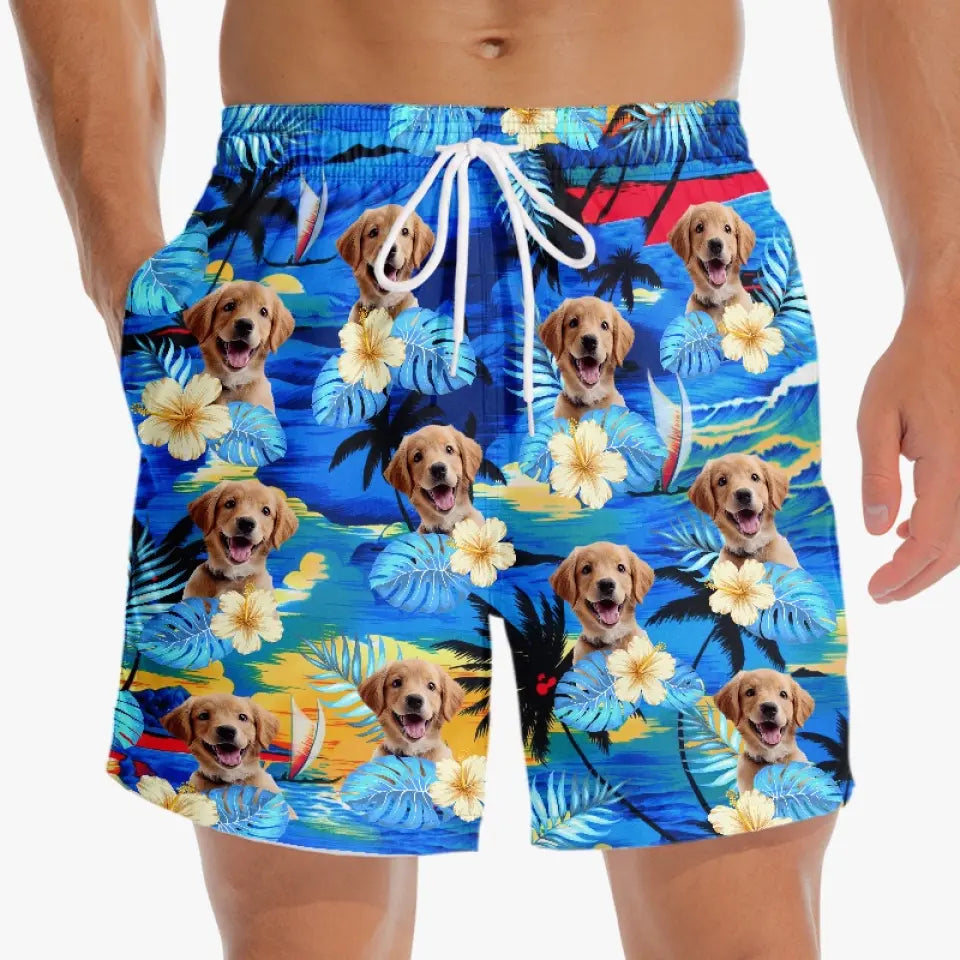 Custom Photo Life Is Better With Sandy Paws - Dog & Cat Personalized Custom Tropical Hawaiian Aloha Men Beach Shorts 167496