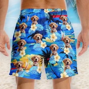 Custom Photo Life Is Better With Sandy Paws - Dog & Cat Personalized Custom Tropical Hawaiian Aloha Men Beach Shorts 167496