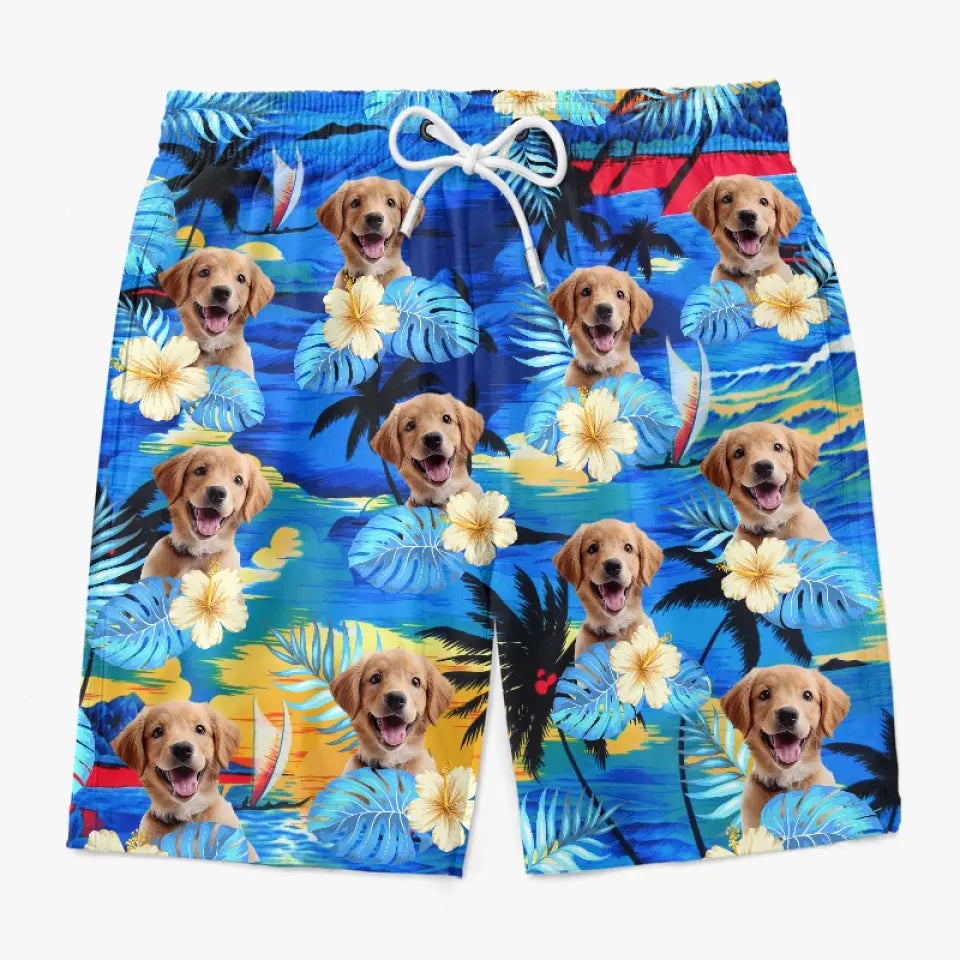 Custom Photo Life Is Better With Sandy Paws - Dog & Cat Personalized Custom Tropical Hawaiian Aloha Men Beach Shorts 167496