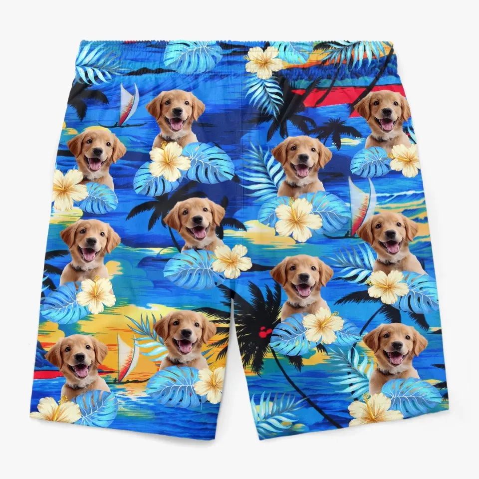 Custom Photo Life Is Better With Sandy Paws - Dog & Cat Personalized Custom Tropical Hawaiian Aloha Men Beach Shorts 167496