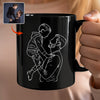 Custom Photo Dad With Kid Drawing Style Black Mug Gift For Birthday, For Dad HO82 894204