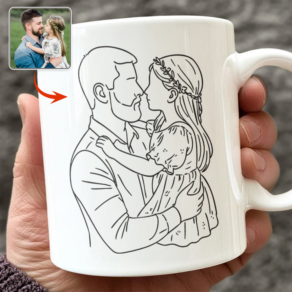 Custom Photo Dad With Kid Drawing Style Mug HO82 894202