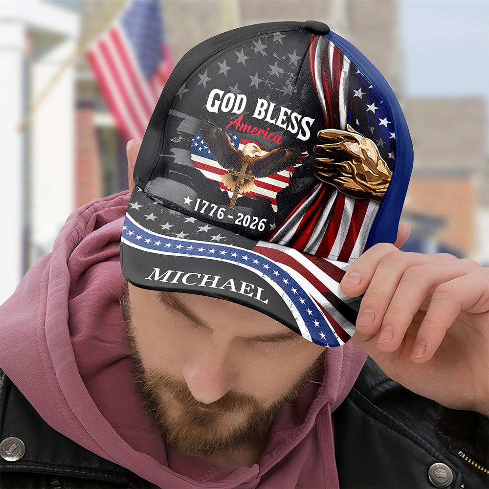 Custom Name Eagle American Flag Patriotic 250th Anniversary Classic Cap CH07 911236