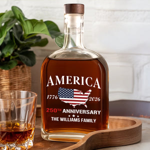 Custom Family Name America 250th Anniversary 1776 2026 United States of America Whiskey Bottle LM32 897715
