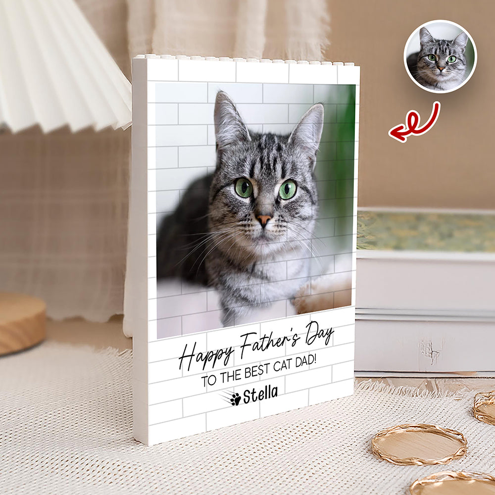 Custom Photo Happy Father's Day To the Best Cat Dad Building Brick Blocks TH10 169995