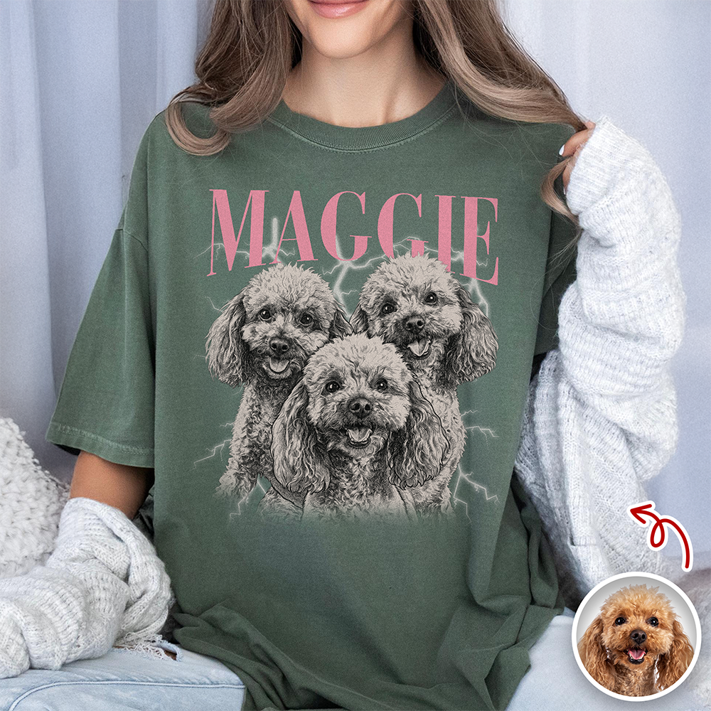 Custom Vintage Dog Photo Comfort Shirt - Personalized Gift for Dog Lovers CH07 180100