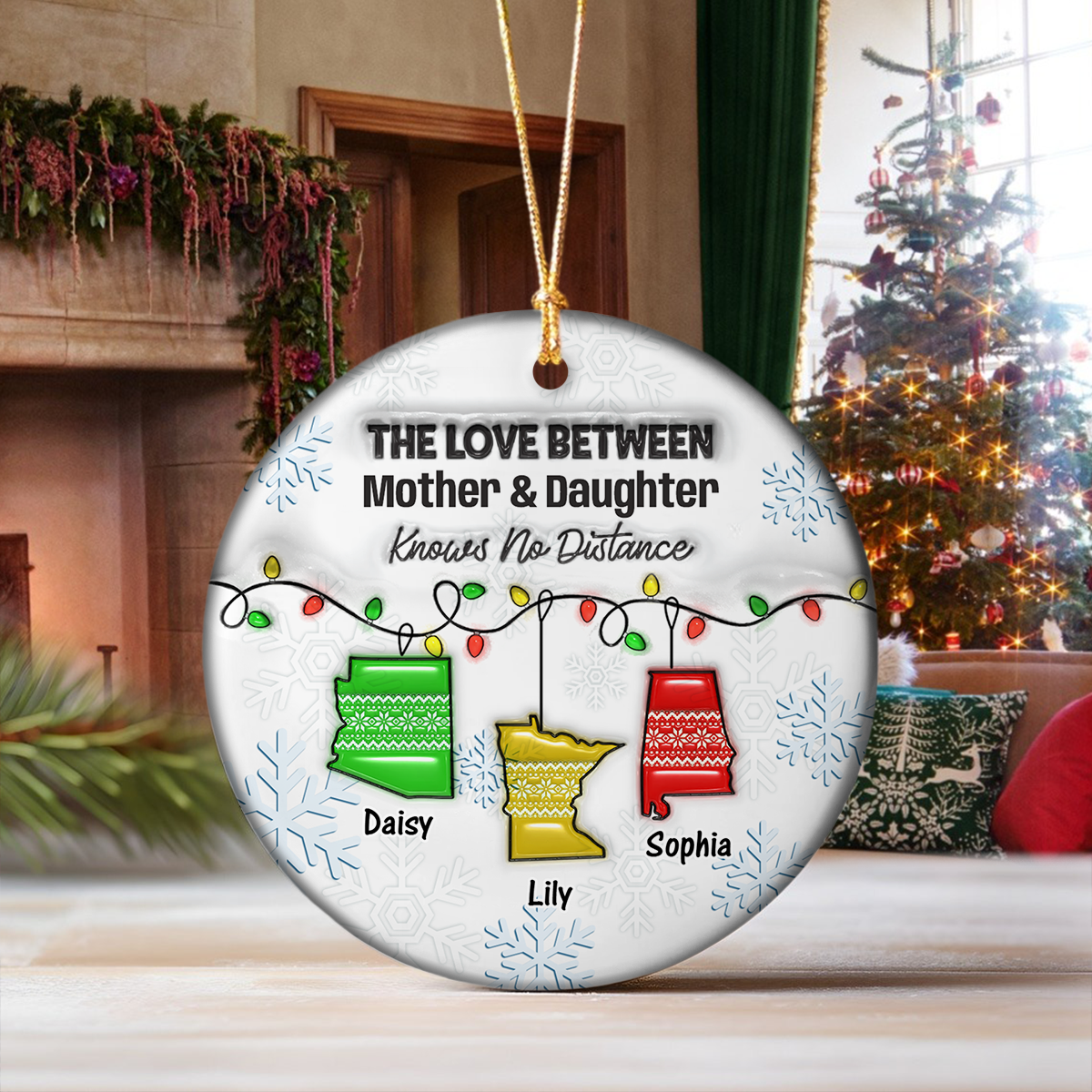 The Love Between Grandma & Granddaughter Knows No Distance - Personalized 3D Inflated Effect Ceramic Ornament Ch07 899340