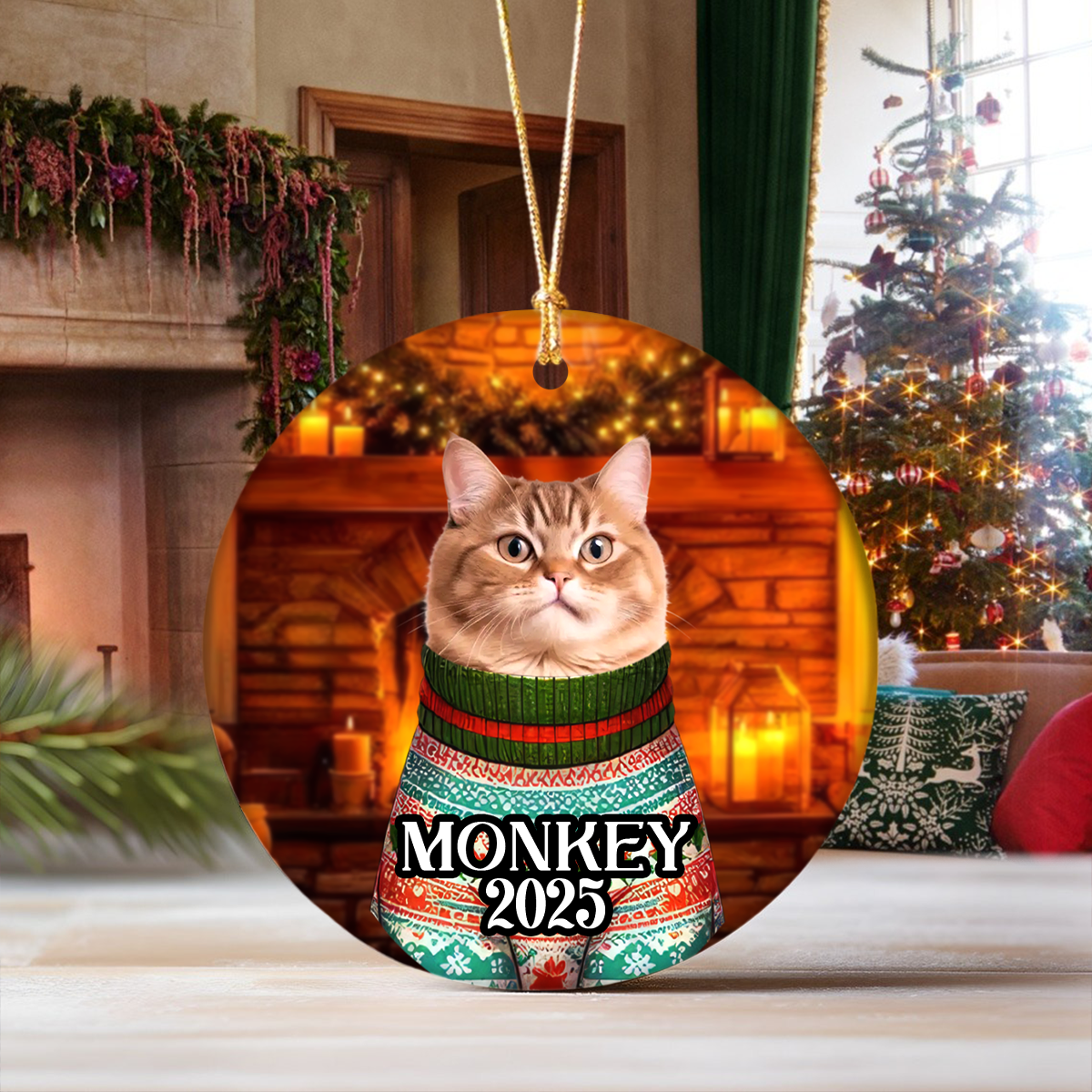Custom Cute Cat Photo Christmas Ornament Gift For Cat Lover CH07 899408