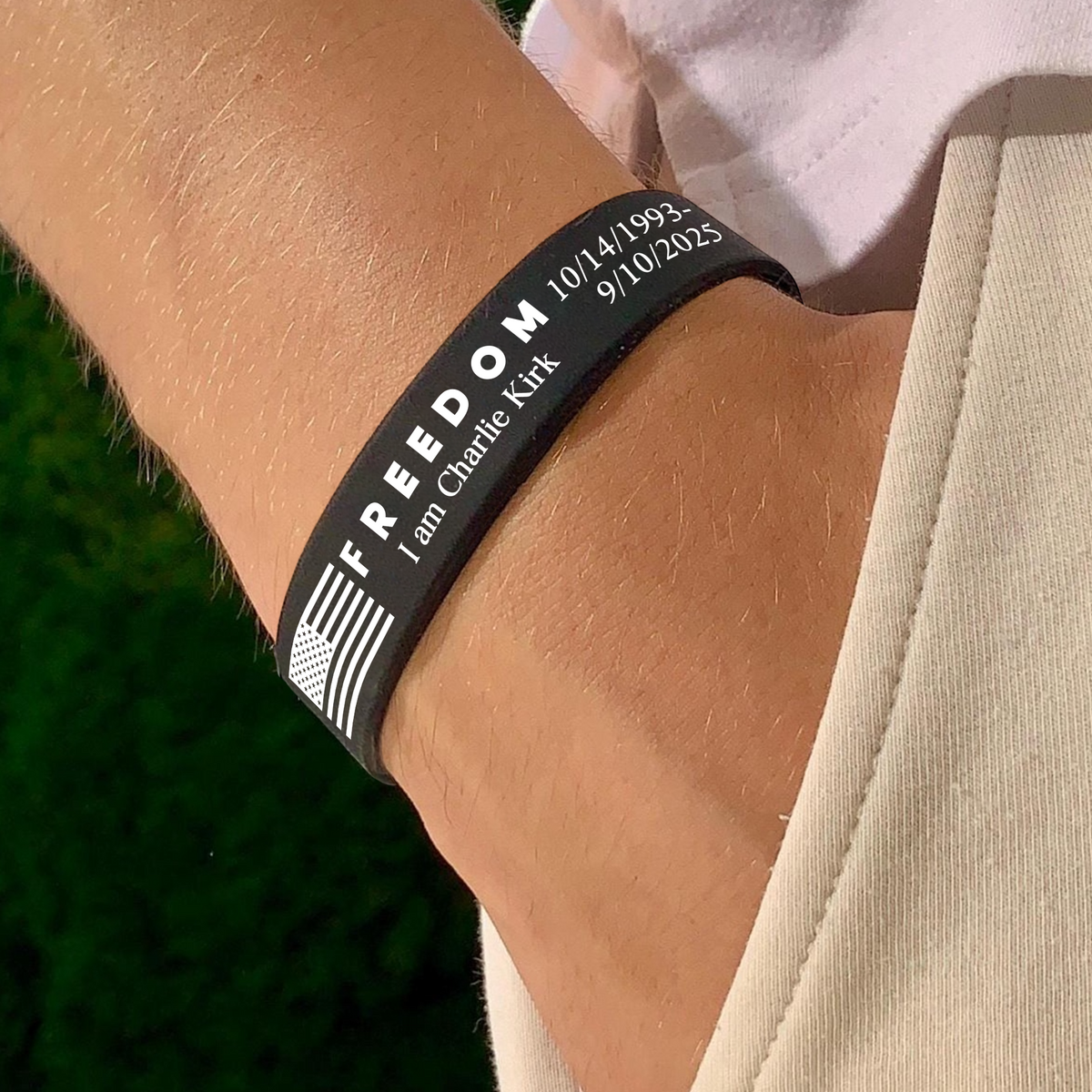 Laser Engraved Silicone Bracelet “FREEDOM” Charlie Kirk Tribute LM32 65771