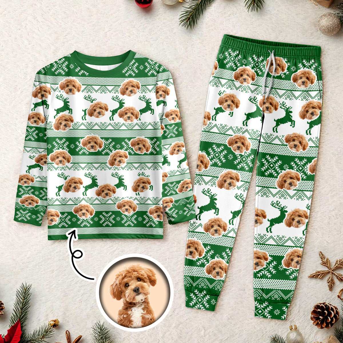 Custom Photo Christmas Dog Sleepwear Xmas Fun HO82 900152