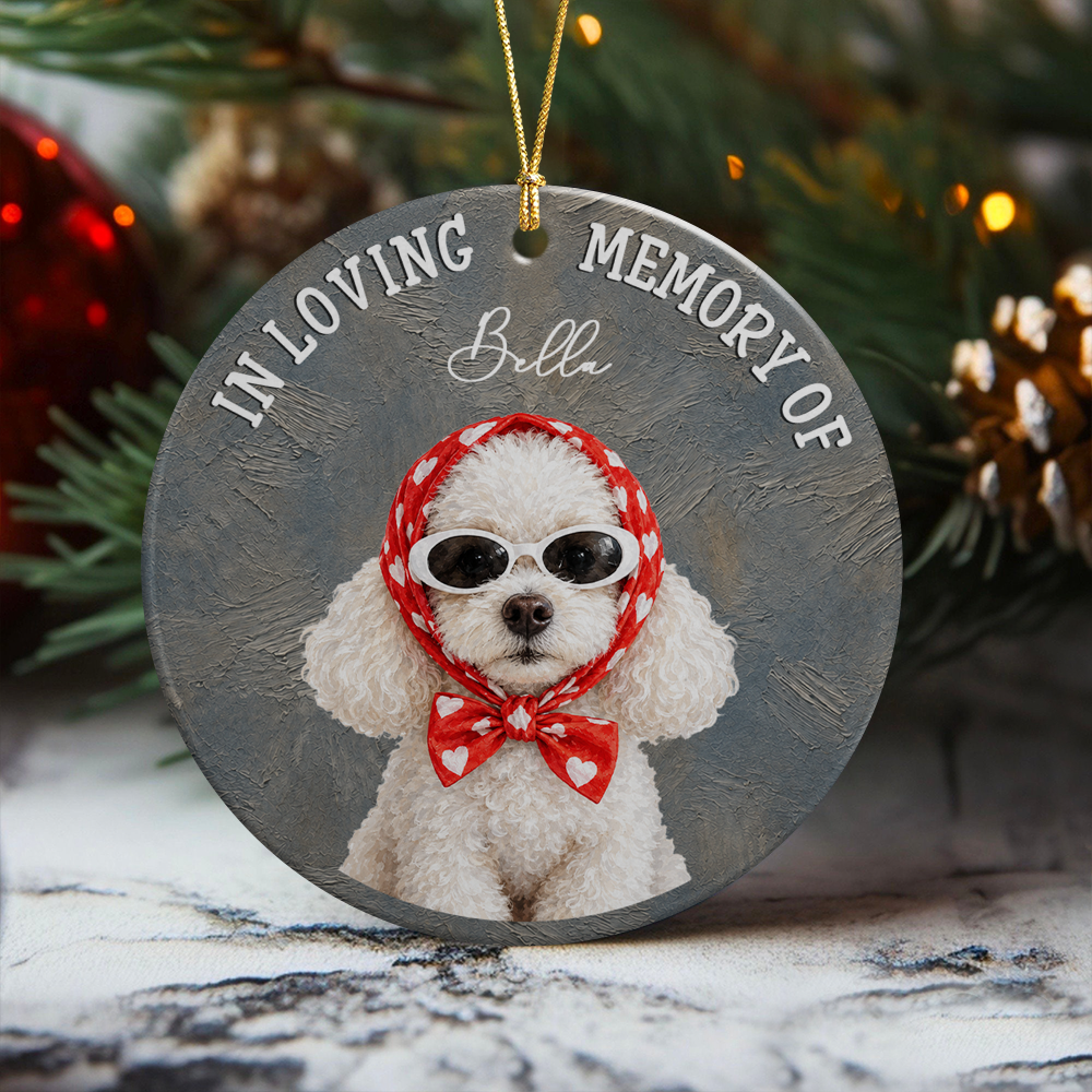 Custom Dog Photo Forever In Out Hearts Ceramic Ornament For Christmas Decor TH10 171199
