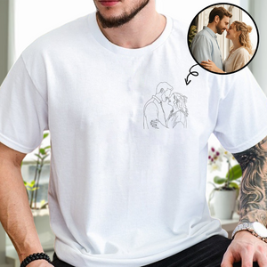 Custom Portrait Photo Drawing Style Couple Bright Shirt Gift For Valentine's Day HO82 900744