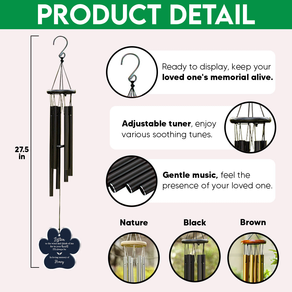 Custom Pet Memorial Acrylic Wind Chime – Personalized Paw Print Sympathy Gift LM32 669435