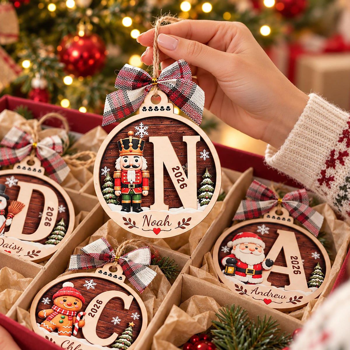 Personalized Initial Christmas 2 Layers Wooden Ornament, 2026 Keepsake Gift LM32 670493