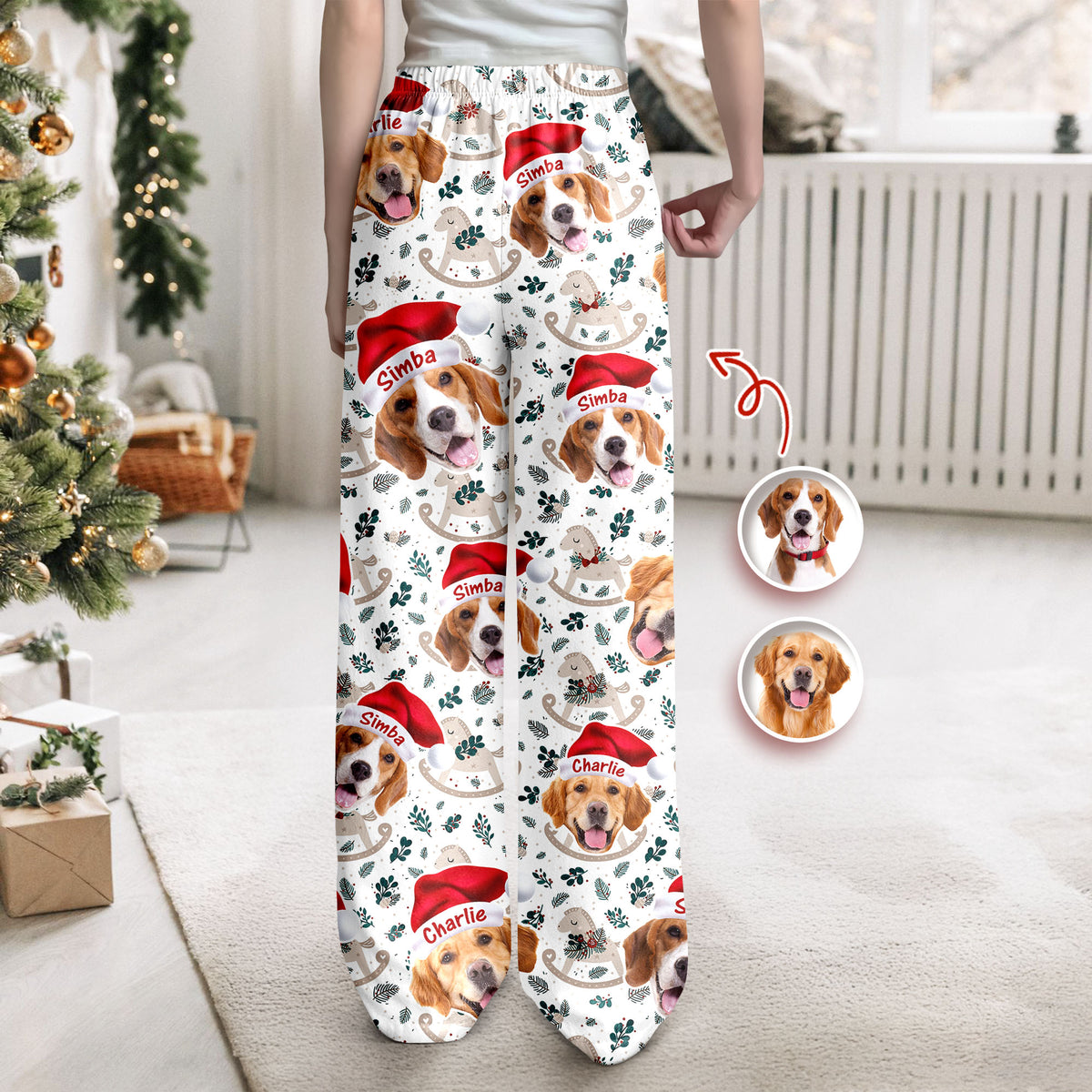 Custom Dog Photo Santa Claus Matching Christmas Sweatpants For Dog Lovers LM32 895695