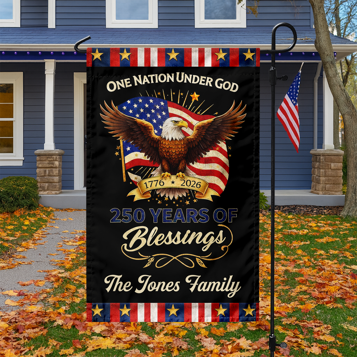 Custom Family Name One Nation Under God 250 Years Of Blessings Garden Flag TH10 169025