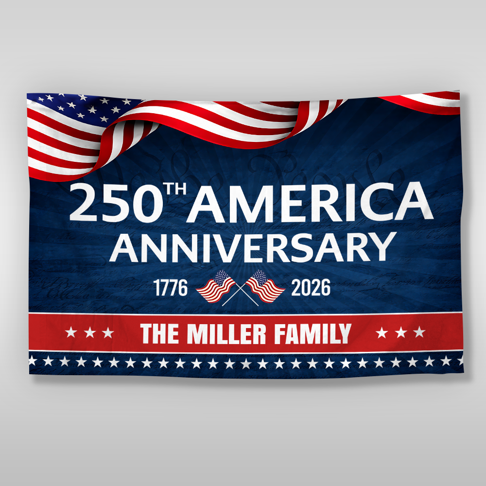 Custom Family Name 250th Anniversary 1776-2026 America Banner House Flag HA75 920342