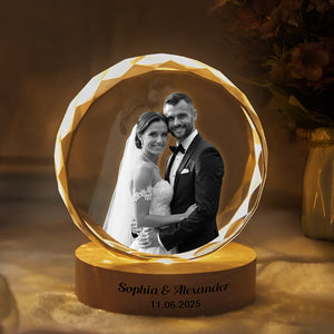 Custom Wedding Photo Engraved Crystal Photo With Light CH07 910034