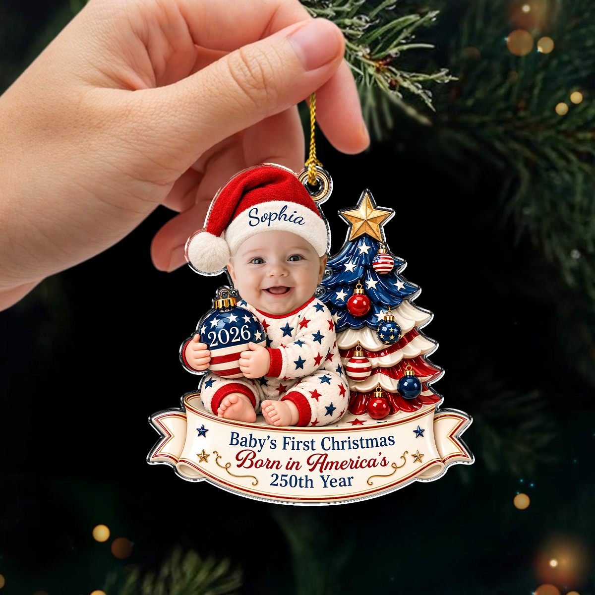 Custom Baby Photo First Christmas Acrylic Ornament HA75 919160