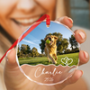 Custom Dog Photo And Name Keepsake Memorial Christmas Glass Ornament For Pet Lovers CH07 180716