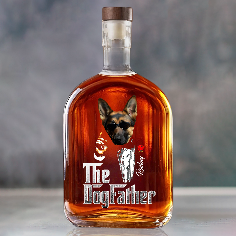Custom Photo The Dogfather Gentlemen Whiskey Bottle Dog Lovers Gift HO82 894052