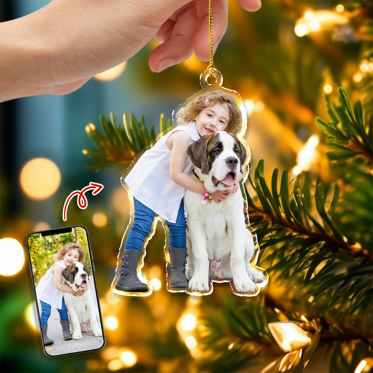 Custom Photo Family With Dogs, Cats Pet Acrylic Ornament HA75 891867