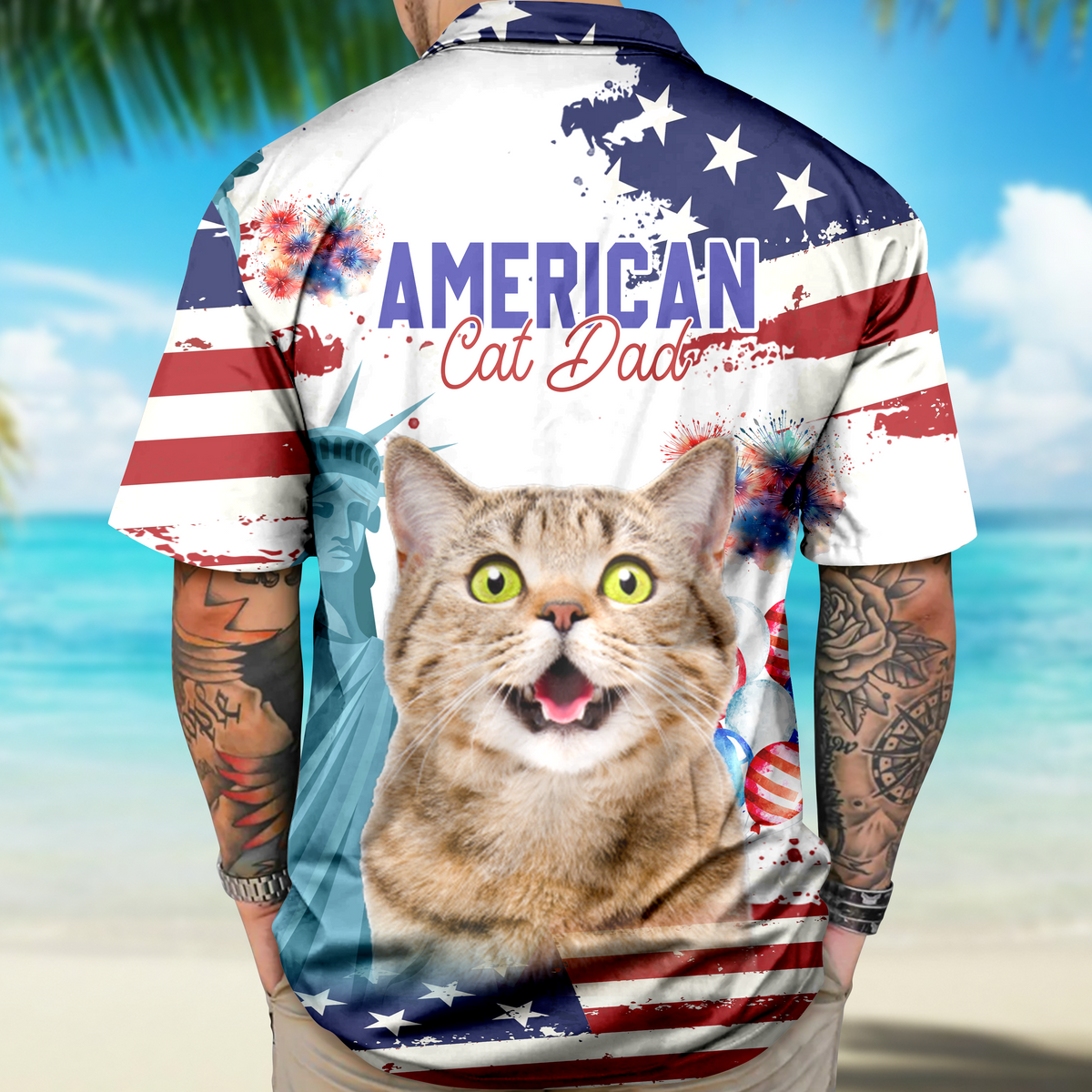 Custom Photo Pet Dad Pet Mom Independence Day Hawaii Shirt LM32 893439