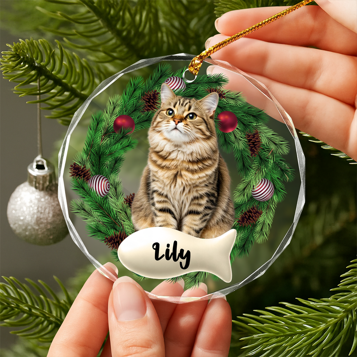 Custom Photo Cat Lovers - Personalized Glass Ornament CH07 899700