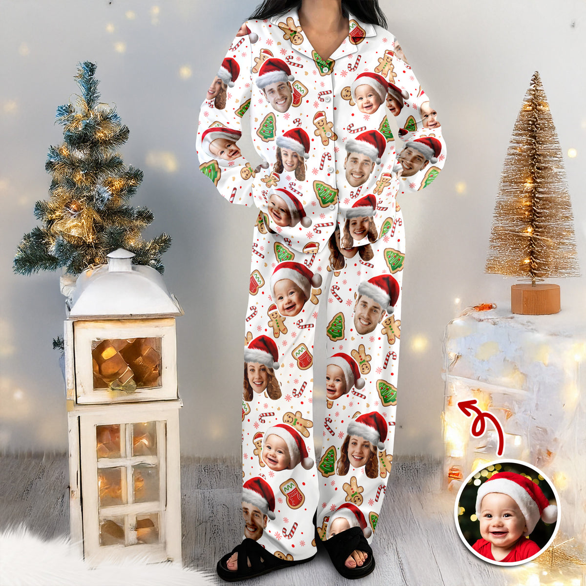 Custom Funny Family Face With Christmas Pattern Pajamas HA75 892792