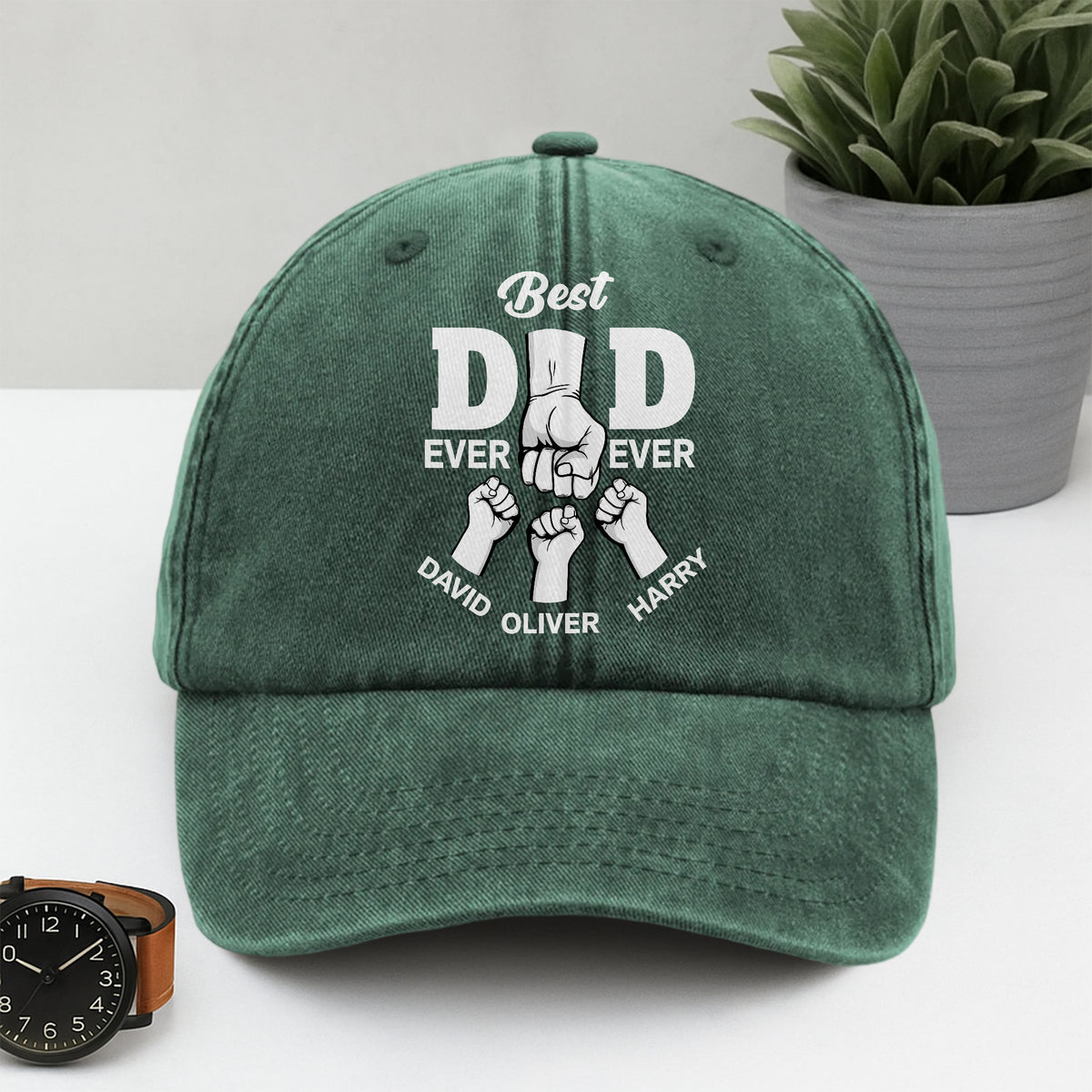 Personalized Cap - Best Dad Ever Ever Washed Denim Baseball Cap HA75 892476