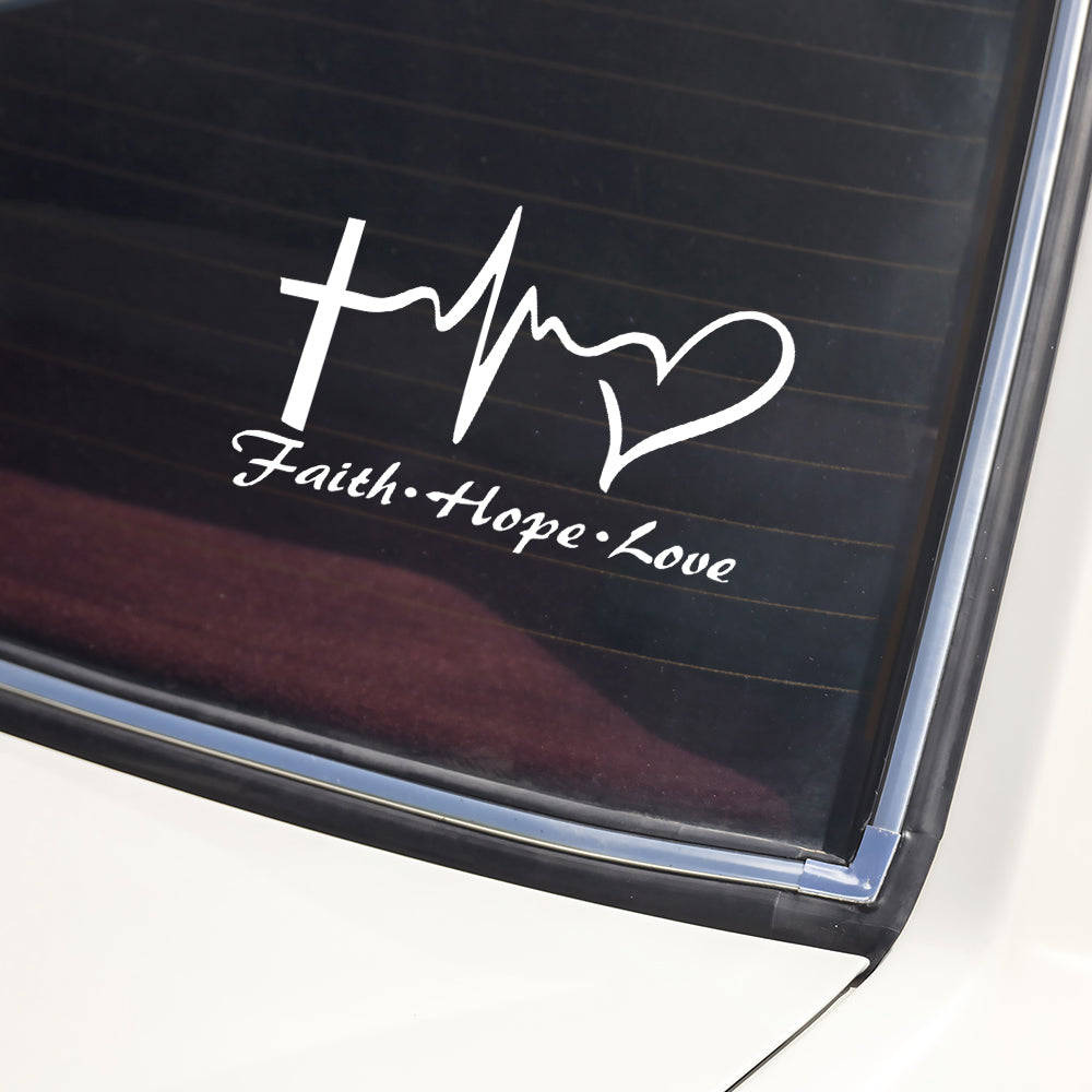 Faith Hope Love Jesus Heartbeat Car Window Decal Sticker LM32 897457