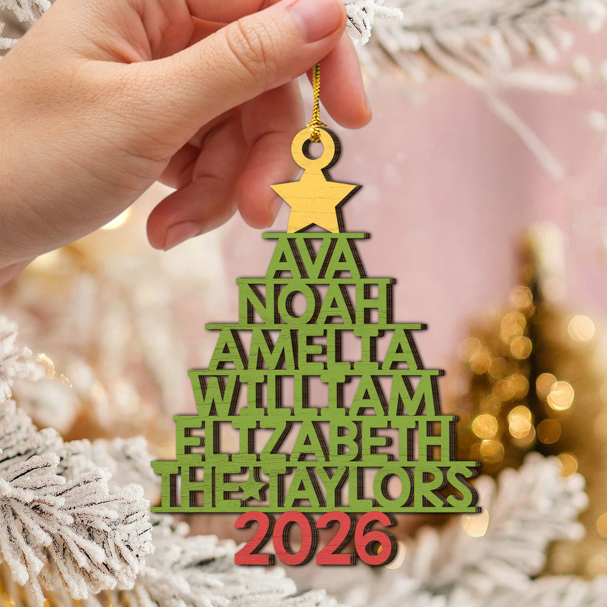 Personalized 2026 Family Names Christmas Wooden Ornament, Holiday Tree Decor LM32 670505