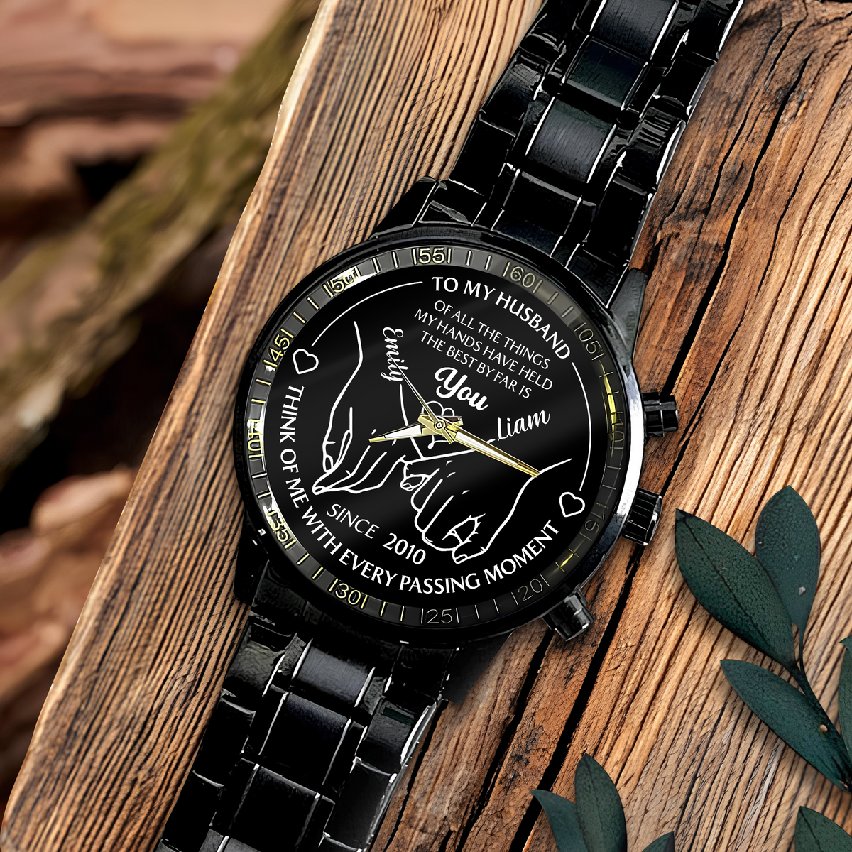 To My Husband Holding Hands - Personalized Men's Wrist Watch LM32 895017