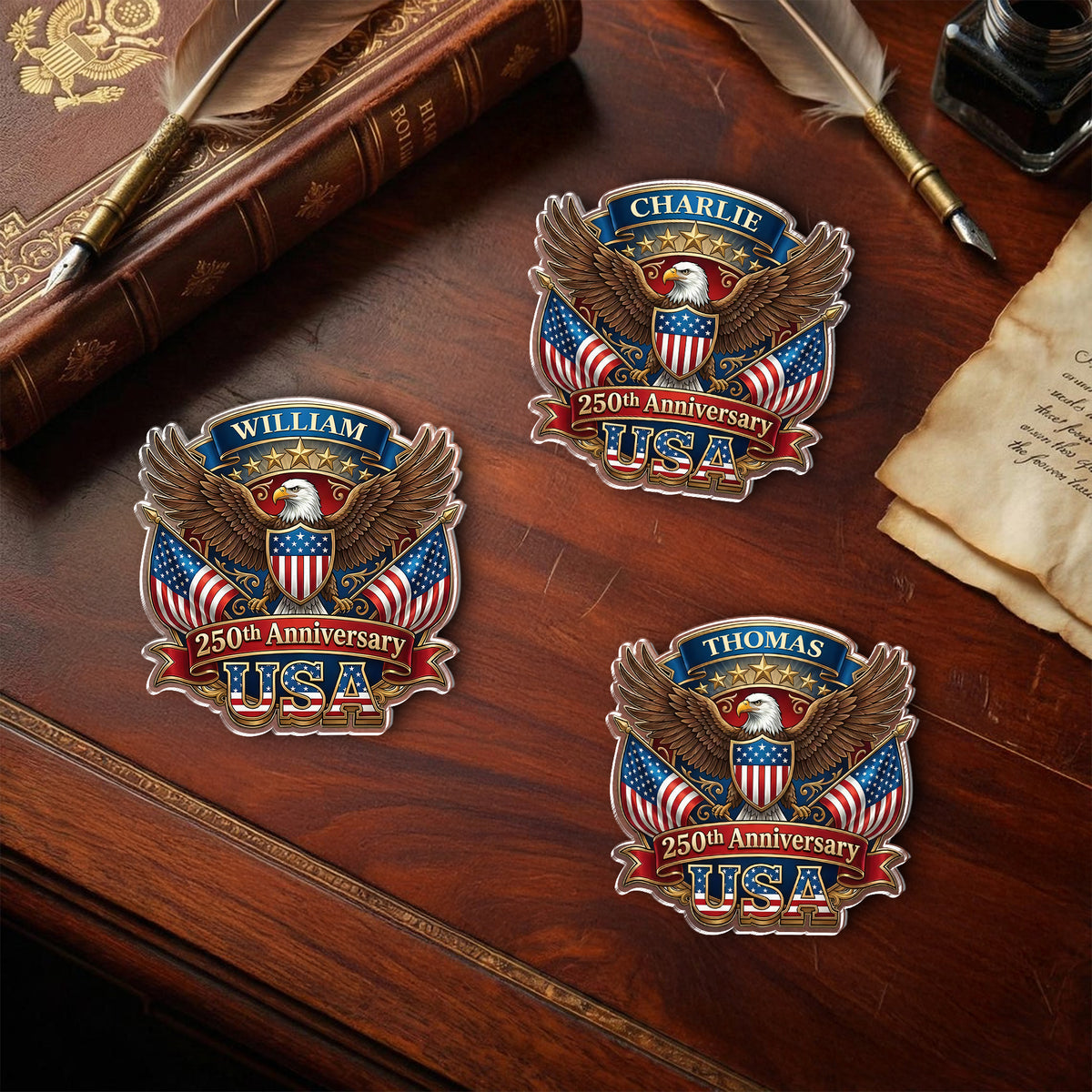 Eagle USA Semiquincentennial  1776-2026 250th Anniversary Patriotic Acrylic Pin HO82 901806