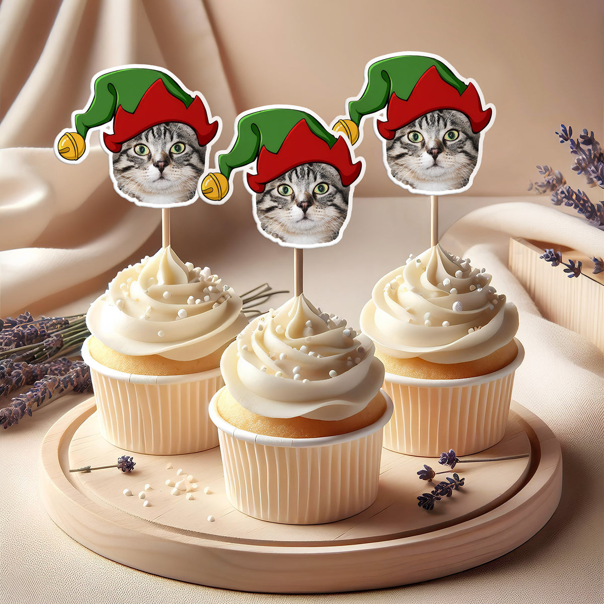 Custom Photo Cute Cat Cupcake Topper Christmas Gift For Cat Lovers TH10 894751