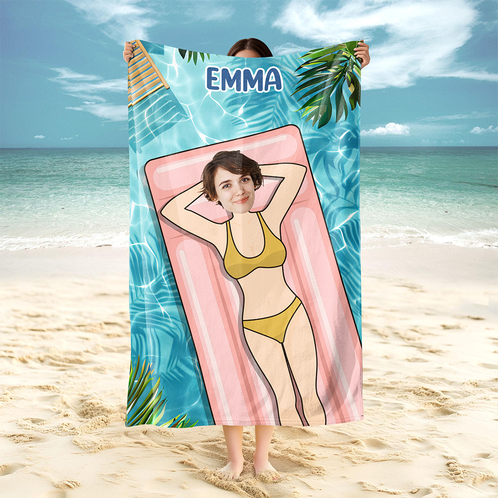Custom Funny Photo Beach Towel Summer Holiday Gift CH07 895802