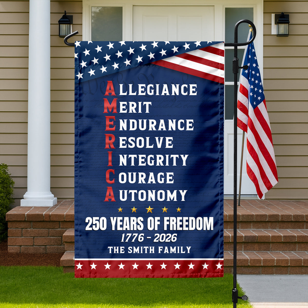 Personalized 250 Years of Freedom American Allegiance Merit Endurance US Garden Flag HO82 902120