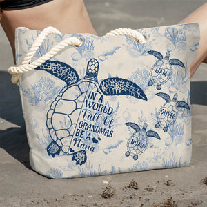 Toile De Jouy World Full Of Grandmas Beach Bag Personalized Gift For Family HO82 894846