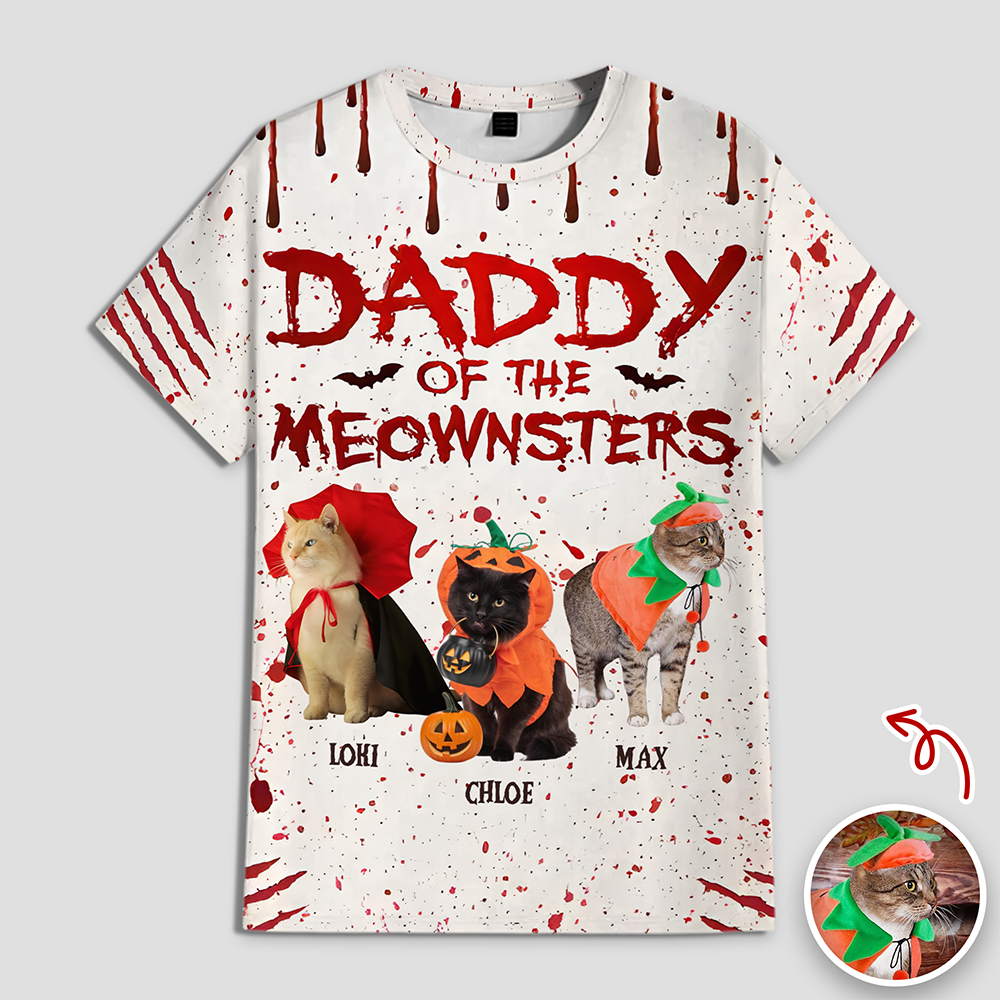 Custom Photo Daddy And Mommy Of The Meowster 3D Shirt For Halloween TH10 894971