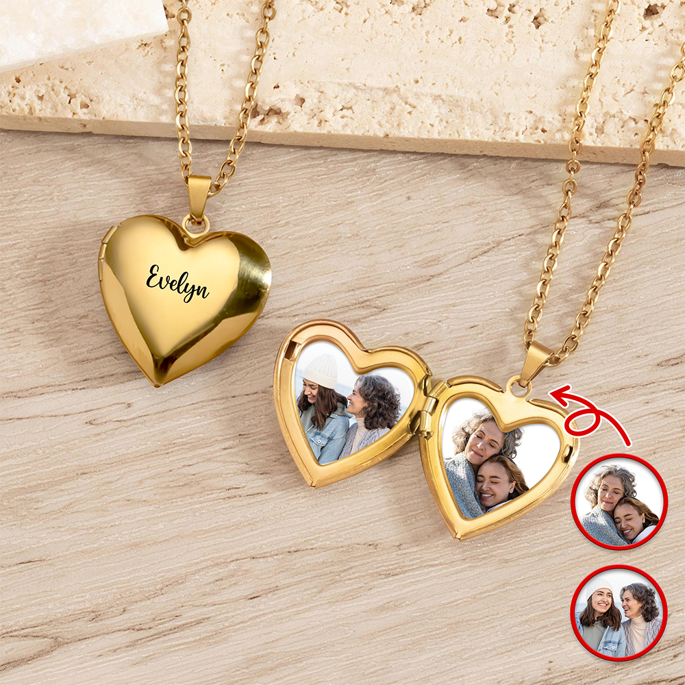 Custom Photo And Name Heart Locket Necklace Gift For Mom Mother's Day TH10 898925