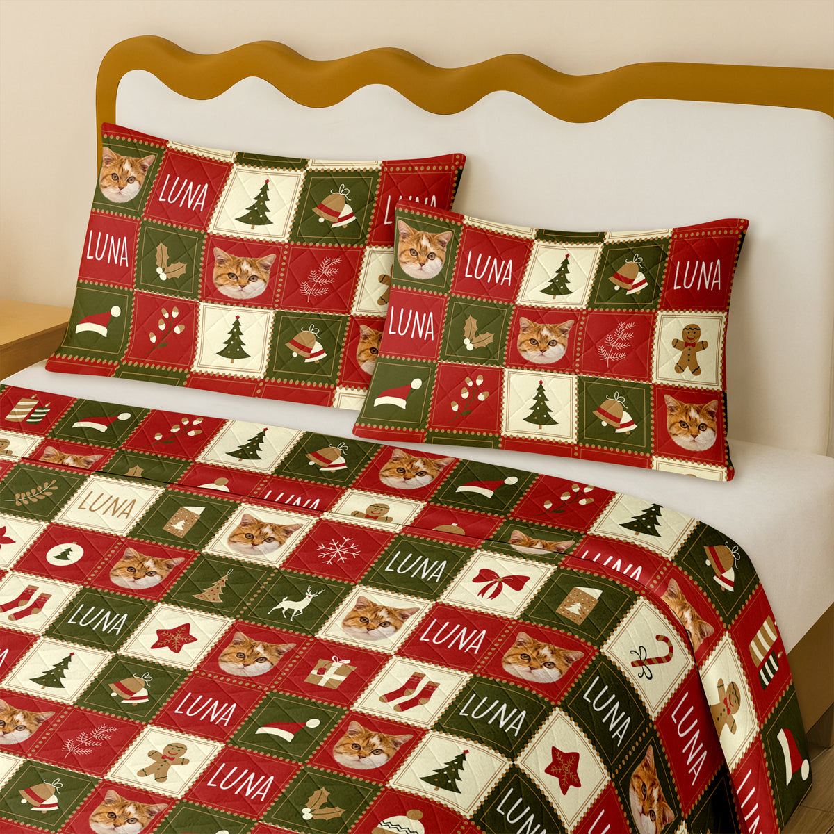Custom Photo Christmas Icon Dog Cat Quilt Bedding Set HA75 898238