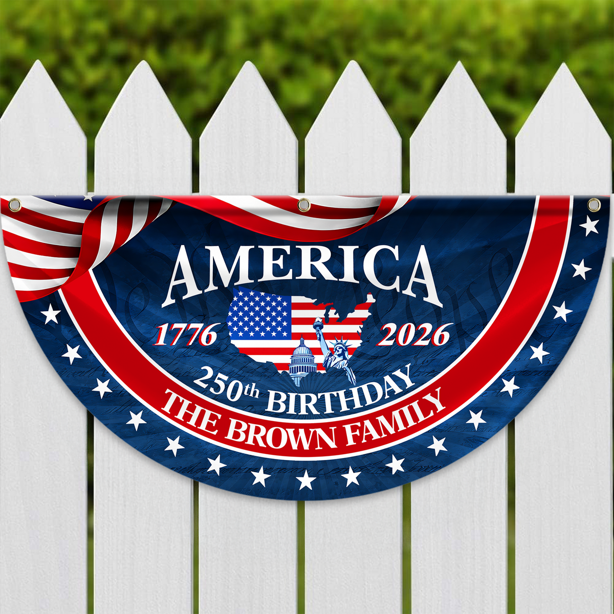 Custom Family Name America 250 Birthday 1776-2026 Non-Pleated Fan Flag TH10 898745