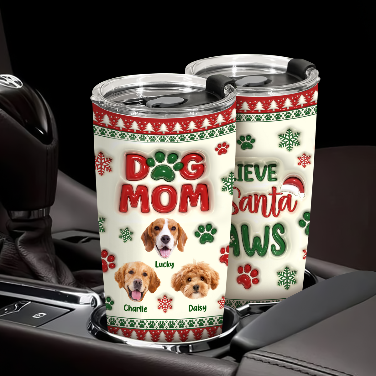 Dog Mom Christmas – Personalized 3D Inflated Effect Tumbler  Gifts For Dog Lovers CH07 896890