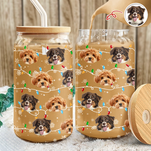 Custom Puppy Face Christmas Light Glass Can With Lid Gift For Dog Lovers CH07 896934