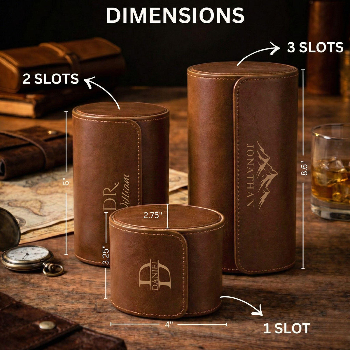 Personalized Leather Watch Case - Graduation Gift for Him, Husband Dad, Men, Boyfriend gift, Groomsmen Gift LM32 899533